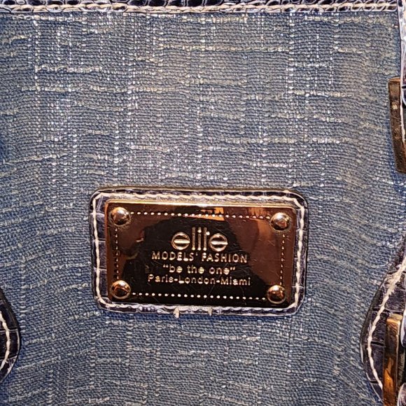 Elite models Fashion bag denim and silver sparkle with wide or button up option - Picture 2 of 9